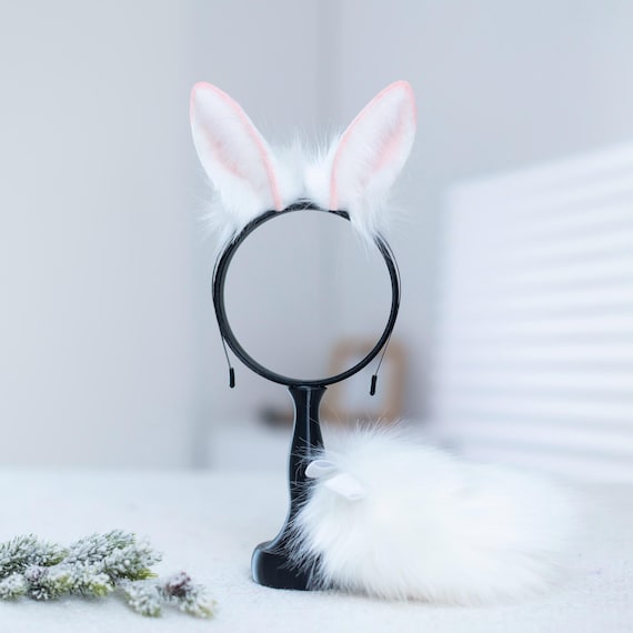 Furry Fandom Starter Kit | Faux Fur Bunny Ears & Tail for Conventions, Meetups, Cosplay