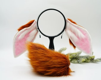 Kawaii red brown lop ears,  Lop  Ears headband, vivid brown lop ears, faux fur bunny ears, bunny ears headband, rabbit ears, donkey ears
