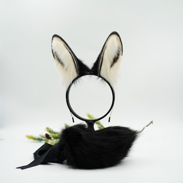 Black Bunny ears, Fluffy ears, Faux Fur ears, Rabbit Ears Headband, 168