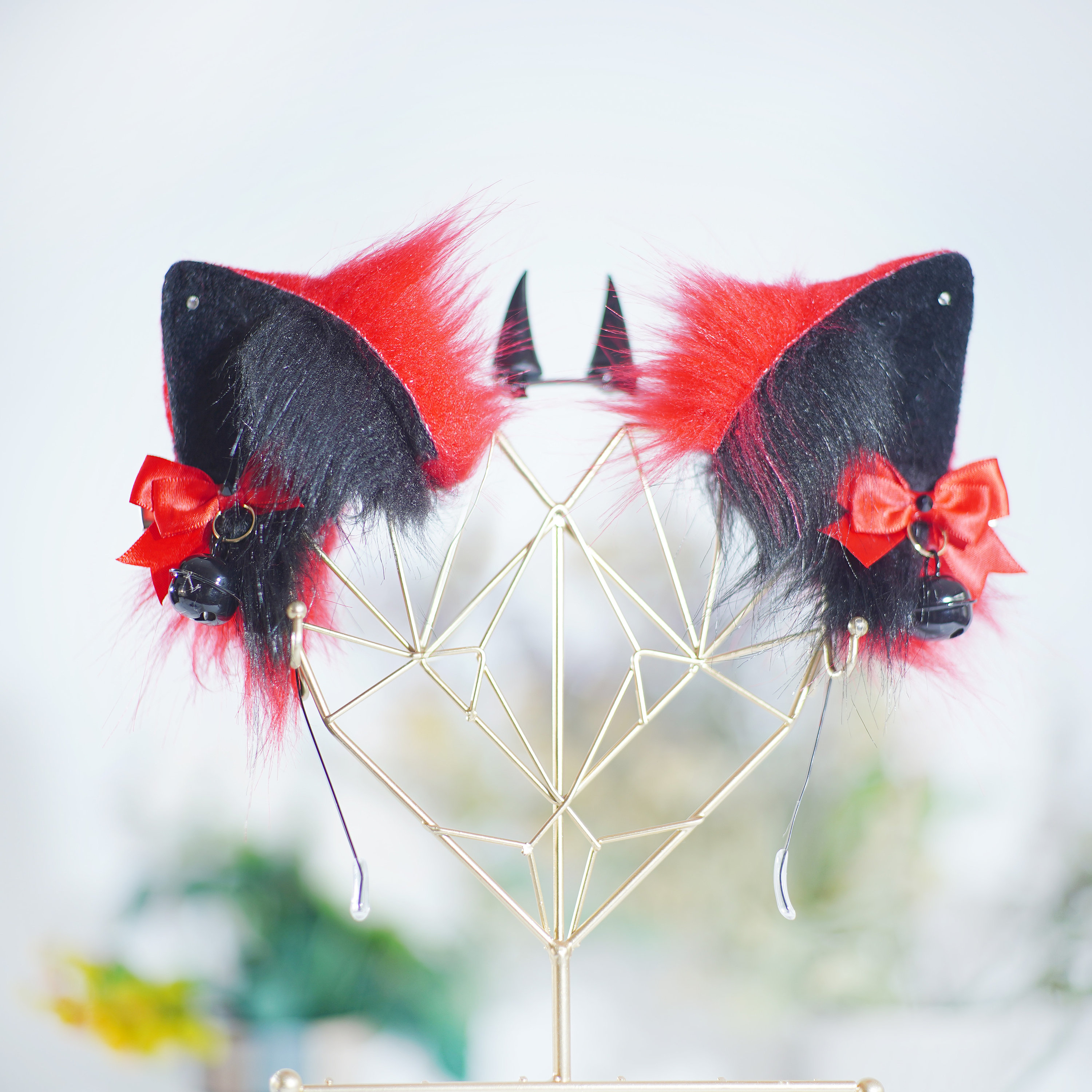 Red and Black Kitten Ears Cat Ears Headband Red Fox Ears Etsy