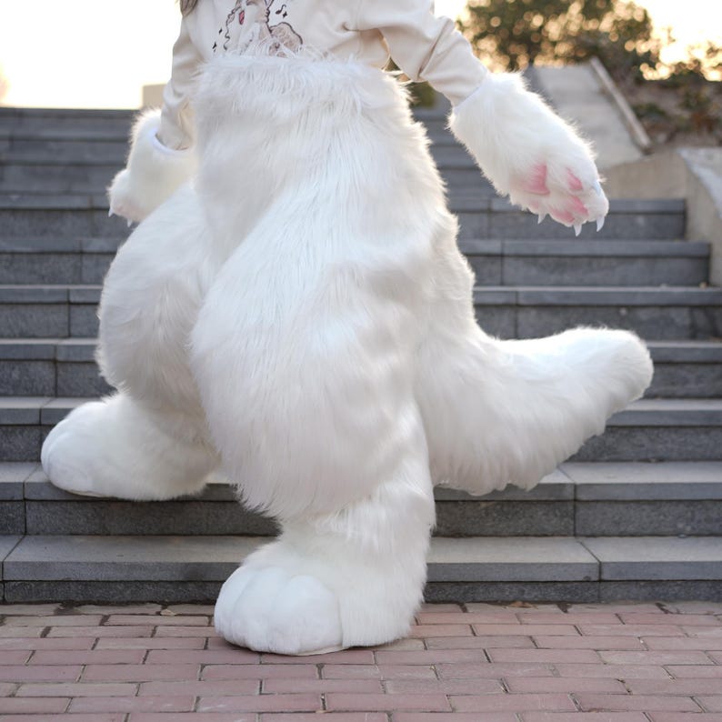 Anthro Animal-broek: zachte nepbontbroek voor fursuitliefhebbers, geheel witte fursuitbroek tiener cosplayers congresbezoekers GEEN vulling afbeelding 4