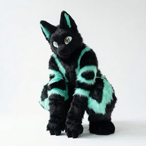 Fursuit-fullsuit-set - handgemaakt harig kostuum met hoofd, poten, staart en voeten - professionele cosplay-outfit van imitatiebont