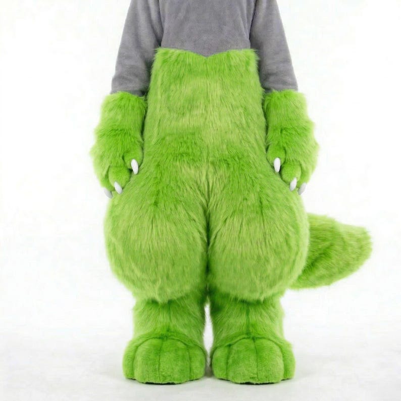 Alien Cat Fursuit, Elf Green Pants Tail Paws and Feetpaws Set Partial ...