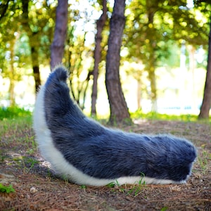 Grey  white fursuit tail, Fox tail, furry puppy tail, floor-length tail, Husky Tail , wolf furry tail, fursuit commission, furry tail
