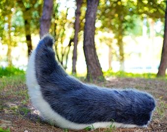 Grey  white fursuit tail, Fox tail, furry puppy tail, floor-length tail, Husky Tail , wolf furry tail, fursuit commission, furry tail