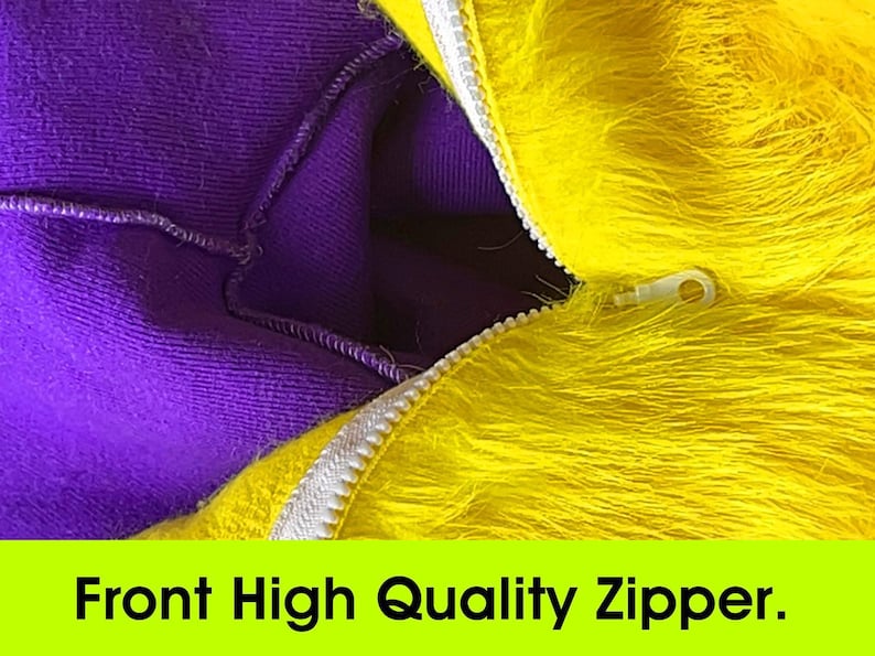 a close up of a purple and yellow jacket