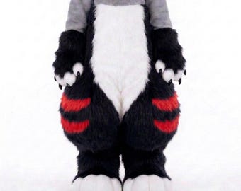 Gedeeltelijk fursuit Cosplay fursuit benen | Bontbroek staart- en voetpoten set | LARP-outfit witte wolf kostuum
