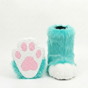 Fursuit shoes mint green Footpaw  kemono toony kigurumi cosplay cat dog fox wolf bunny gift furry fursona kawaii outdoor foot paw shoes