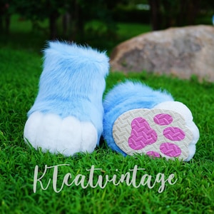 White feet paws fursuit kemono toony kigurumi fursona kawaii outdoor foot paw fursuit shoes cosplay cat dog fox wolf bunny