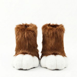 White feet paws fursuit kemono toony kigurumi fursona kawaii outdoor foot paw fursuit shoes cosplay cat dog fox wolf bunny