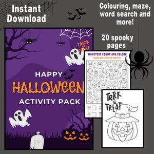 Printable Halloween Activity Pack | Instant Download | Fun Kids Games, Puzzles & Coloring Pages | Digital Halloween Party Activities