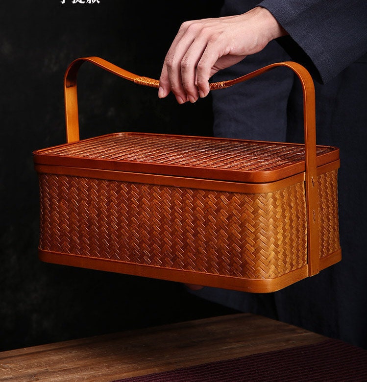 Handmade Chinese Teas Storage Bamboo Weaving Basket Yellow Etsy