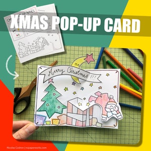 Patron carte pop-up Père Noël - Santa Claus Pop-up Card Template
