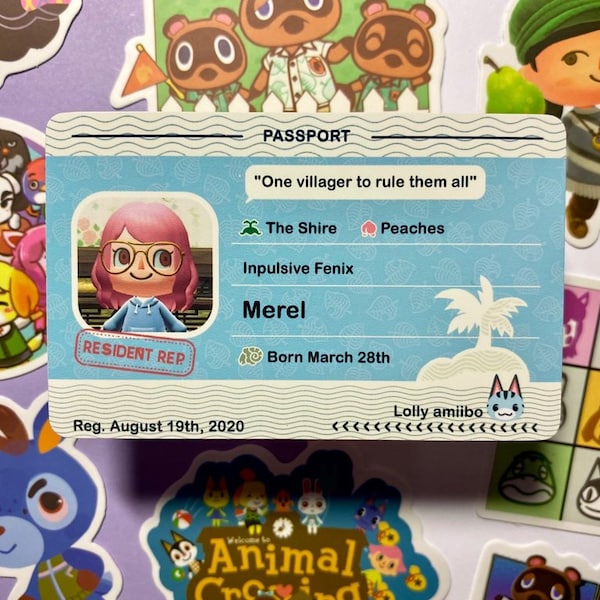 Pasaporte personal de jugador de Animal Crossing / Disponible con opción de aldeano/PNJ / AC New Horizons