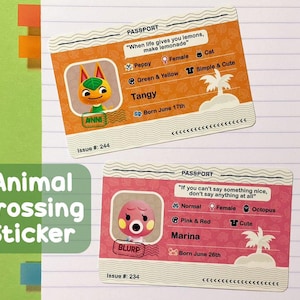 Animal Crossing STICKER Passport Style | Alle Dorfbewohner/Spezialisten verfügbar | AC Neue Horizonte