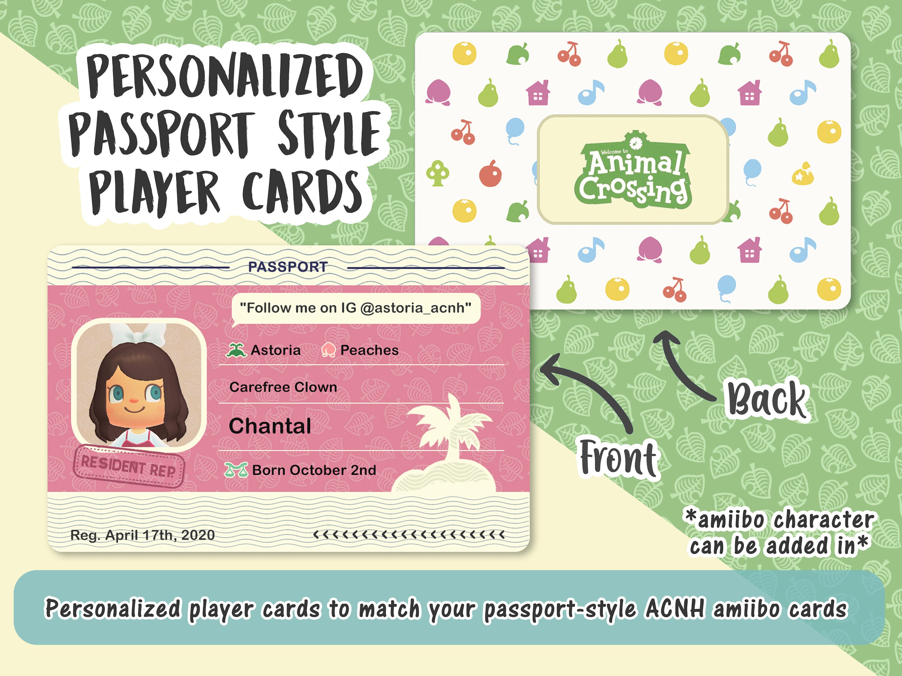 Personalized Passport Style Animal Crossing Player Cards Etsy
