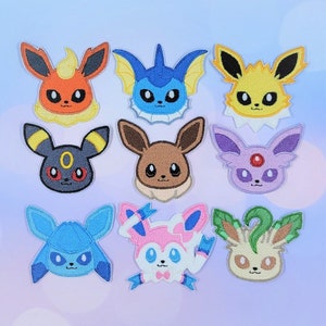 Kawaii Eeveelution Patches/Shiny Eeveelution Patches - Embroidered Iron-On/Sew-On Patch