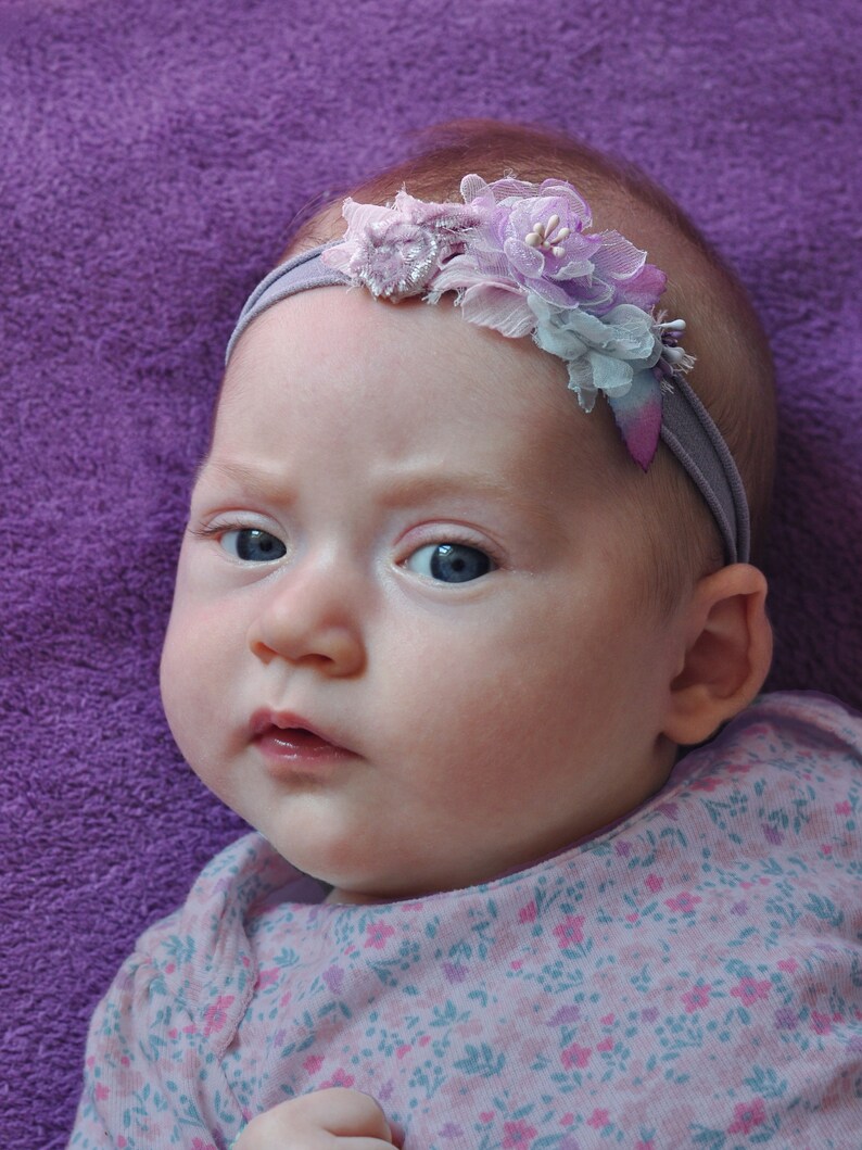 Light Violet Flowers Newborn Headband Flower Crown Baby Girl Etsy