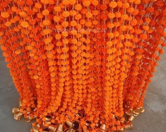 50 PC FREE SHIPPING Multicolor Indian Christmas Wedding Party Decoration, Mehndi Decor, Backdrop,Pom Pom, Gota Hangings Ladi