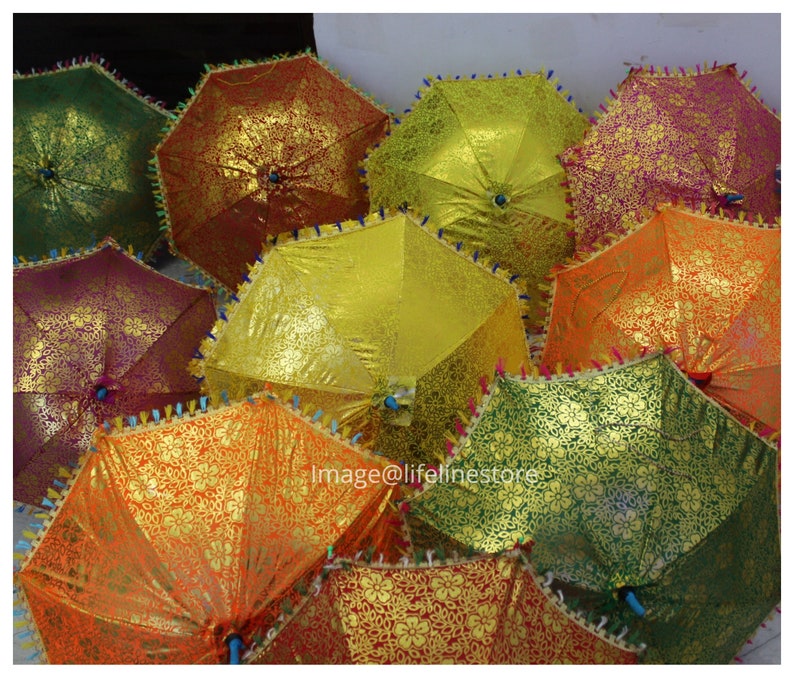 20 Pcs Lot Elephant Design Indian Vintage Elephant Design Decorative Umbrella Sun Parasol Wedding Birthday Party Decoration Lot Of Umbrella Printed Umbrella