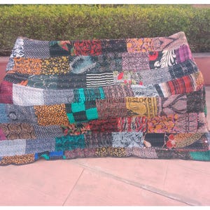 Indian vintage handmade patchwork Kantha quilt