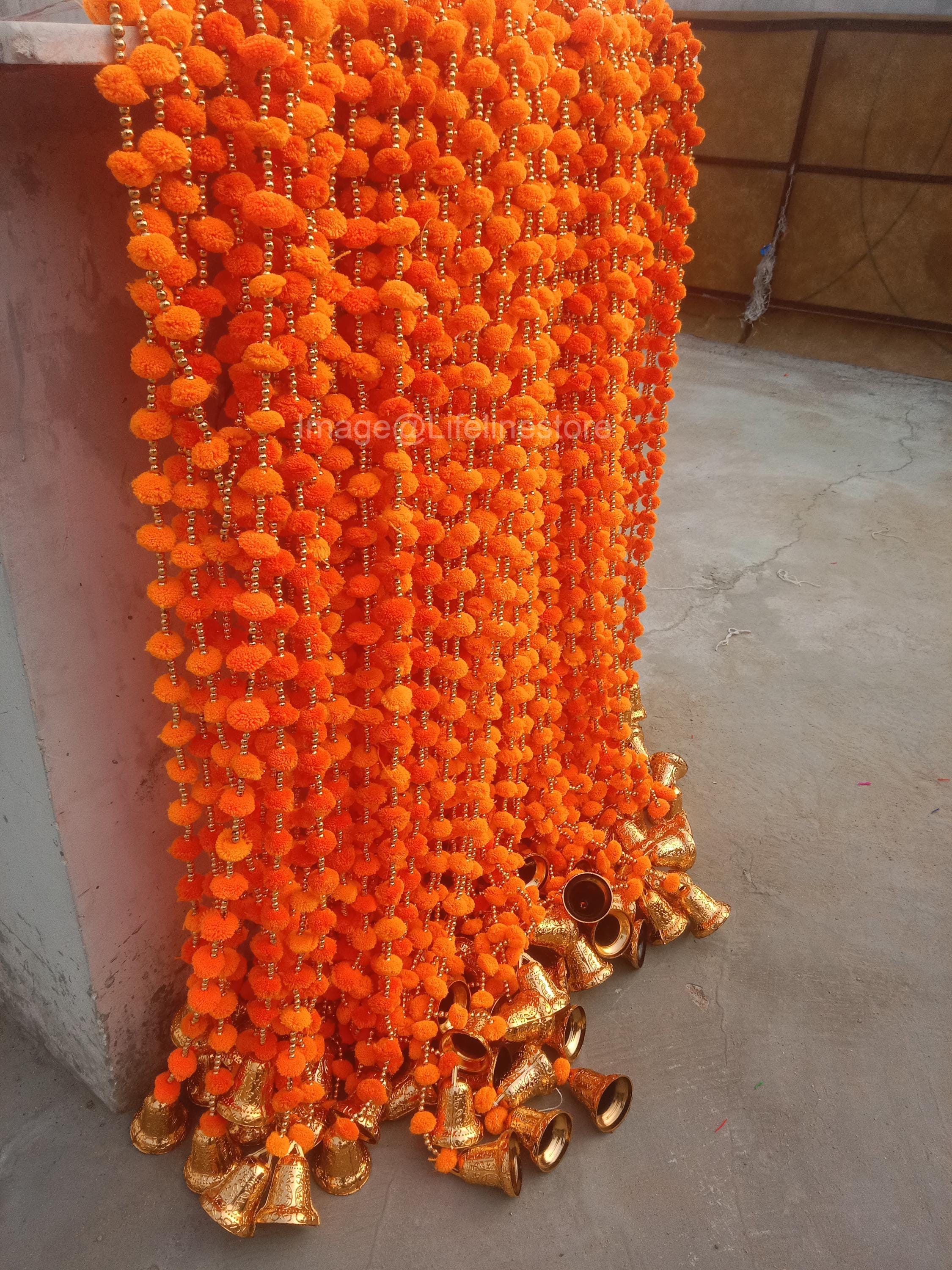 100 Pc FREE SHIPING Pom Pom Wedding Backdrop Decor Bell String,indian ...