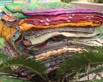 Wholesale Lot Of Indian Vintage Kantha Quilt Throw Reversible Blanket Bedspread Cotton Fabric Indian Vintage Cotton Kantha Quilts