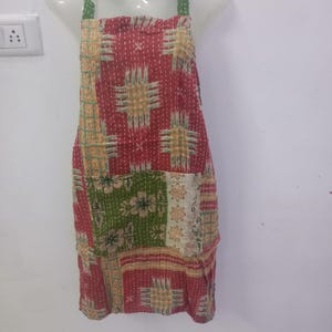 Vintage Kantha handmade cotton quilted Patchwork Apron Indian Kitchen apron