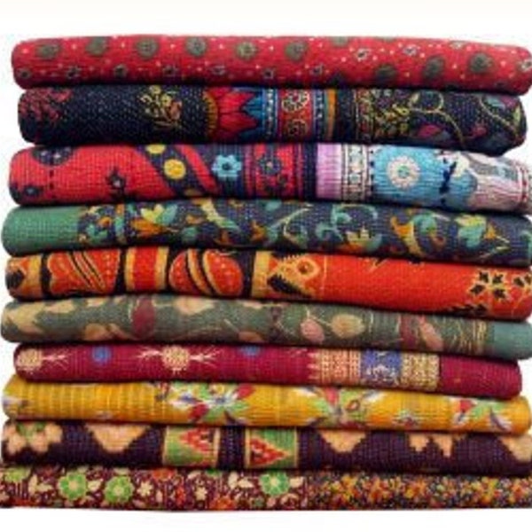 Wholesale Lot Of Indian Vintage Kantha Quilt Throw Reversible Blanket Bedspread Cotton Fabric BOHEMIAN quilt