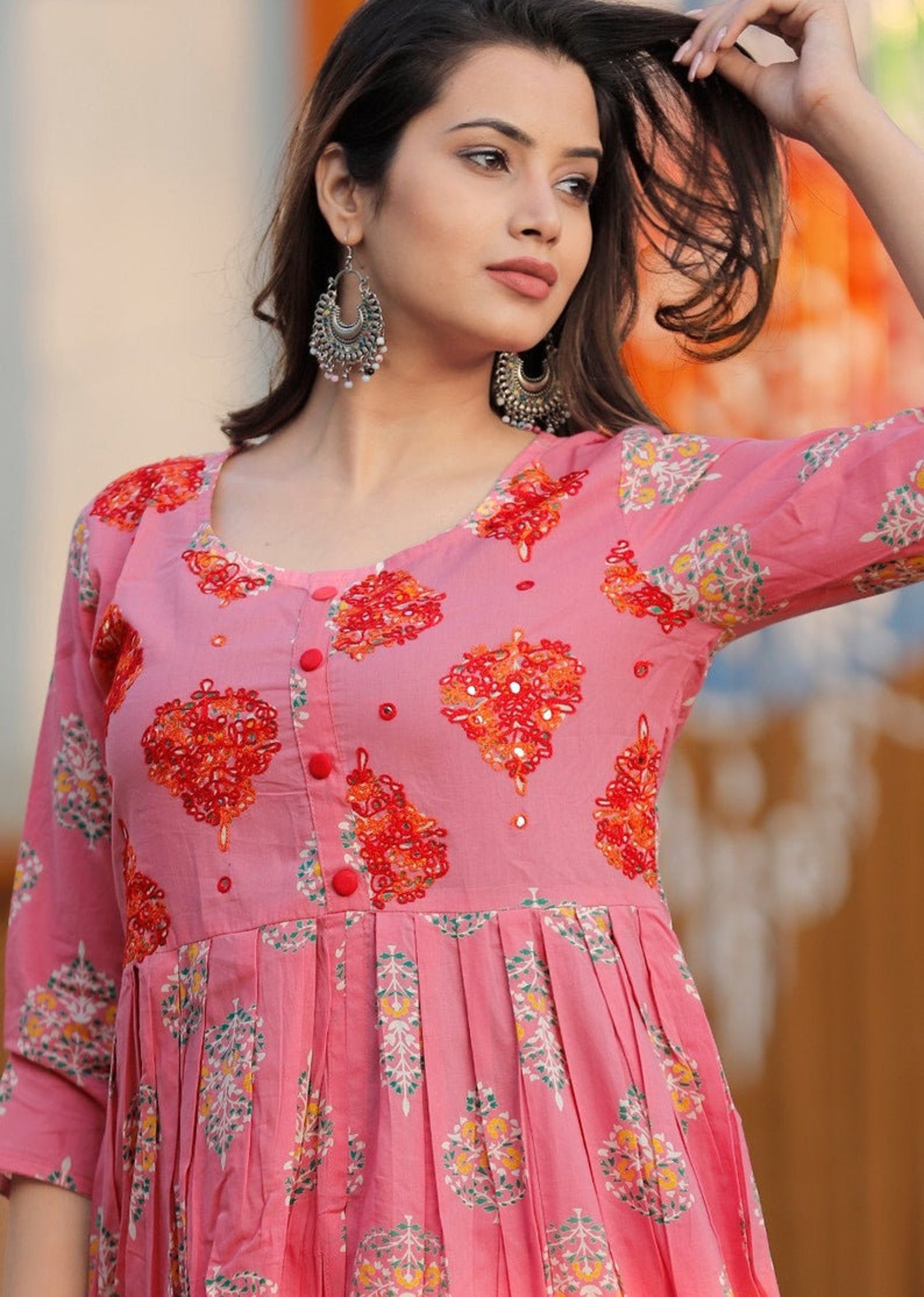 Beautiful soft Cotton kurti with Red Pant Indian Classic Etsy