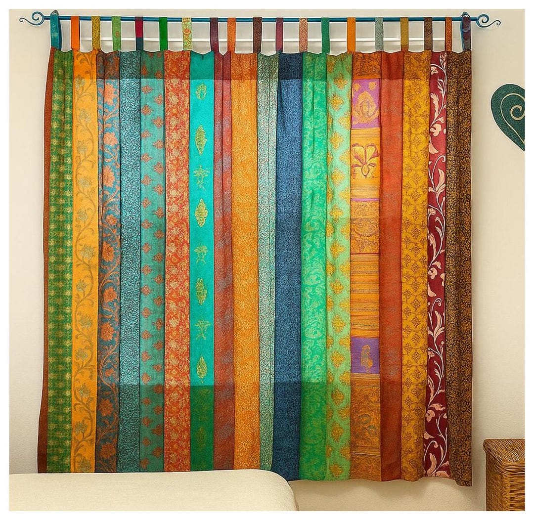 Recycled Sari Curtain Drape Boho Saree Curtains Upcycled Handmade Saree ...