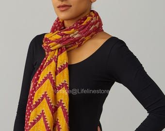 Kantha Scarf Reversible | Vintage Sari Stole | Handmade Boho Wrap | Ethnic Indian Cotton Shawl