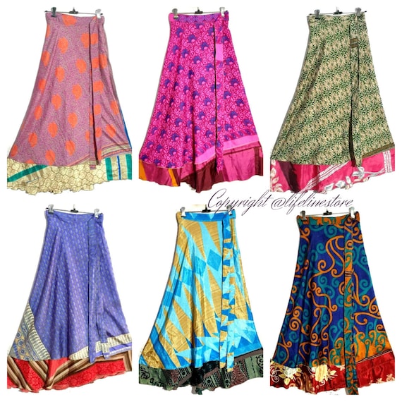 Wholesale Lots Sari Silk Wrap Skirt Reversible and Lightweight - Etsy