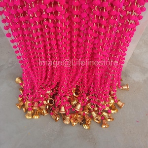 indian Handmade Garlands with Bell, Holi Party Decor, Photo Prop, Indian wedding decoration, Mehndi Decoration, Party Backdrop