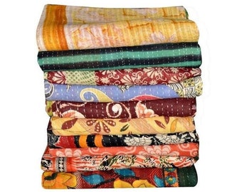 Wholesale Lot Of Indian Vintage Kantha Quilt Throw Reversible Blanket Bedspread Cotton Fabric BOHEMIAN quilt