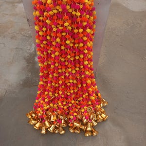 GRATIS VERZENDING 50 PC's Veelkleurige Indiase kerstfeestdecoratie bruiloft, Mehndi-decor, achtergrond, pompon, Gota-doeken Ladi