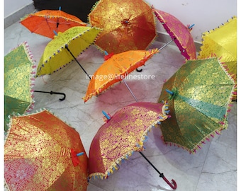 Kostenloser Versand 100 Stück Mix Lot Indische Hochzeit Dekorative Regenschirm Handgemachte Regenschirm Dekorationen Sonnenschirme Baumwolle Regenschirme