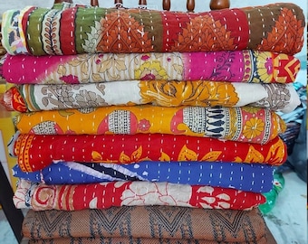 Wholesale Lot Of Indian Old Vintage Assorted One Piece,  Reversible Blanket Throw, Kantha Quilt, Cotton Fabric Bohemian Quilt,