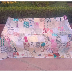 Indian vintage handmade patchwork Kantha quilt