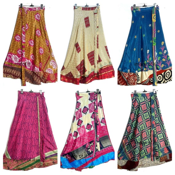 Antique Old Sari Silk Wrap Magic Skirt - LilashahExports.com