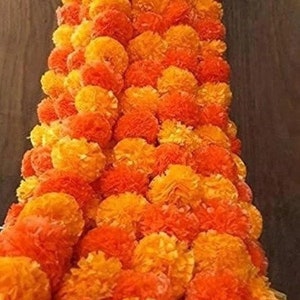 500 ghirlande di calendula per decorazioni di nozze indiane, decorazioni Mehndi, fiori artificiali, decorazioni Diwali, sfondo per feste Haldi, fiori decorativi