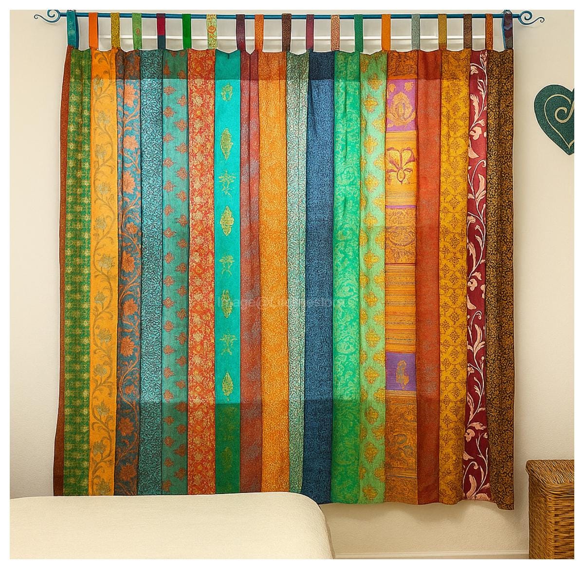 FREE SHIPPING - Indian Handmade Silk Saree Fabric Curtain Decorative ...