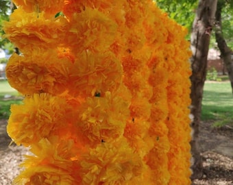Wholesale lot Artificial Marigold Flower decor Garlands Artificial Flowers Strings Mehndi Decorations Vine Wedding Indian Event Decoration
