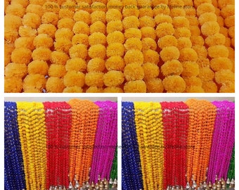 50 Pc SALE ON Indian Marigold Flower Artificial Decorative Deewali Marigold Flower Garland Sfor Christmas Wedding Party Decoration Item