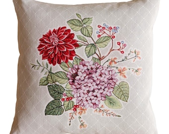 Tapestry Pillow Cover Lilac Floral | Beige Cottage Botanical Pillowcase