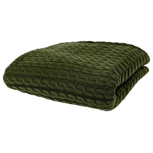 Green Knitted Throw Blanket | Cozy Cable Knit Sofa Blanket | Soft Blanket for Couch or Bed | Autumn Home Decor Gift