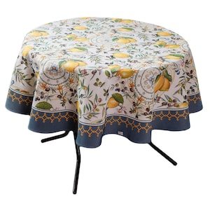 Lemon & Olive Tapestry Tablecloth: Mediterranean Kitchen Decor