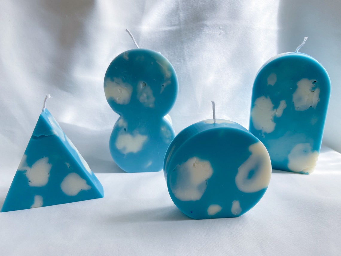 Geometric shape Candle Cloud candle Sky Blue Candle table Etsy