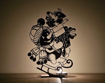 Snowman & Gifts Lantern | Christmas Sleigh SVG DXF AI File (Digital Download)