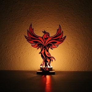 Phoenix Candle Holder, Digital Lantern Files for Laser Cutting, Cnc Cutting, and Diy Projects, DXF, SVG, EPS, Ai format, Light Shadow Box